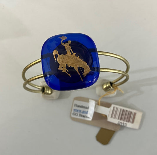 Bracelet Cuff- Blue and Gold Bucking Horse