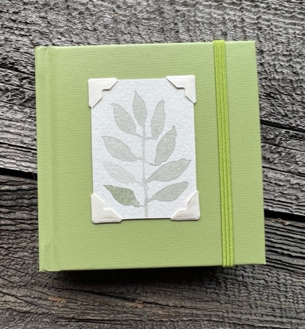 Green Leaf Pattern Watercolor on Green Mini Sketchbook