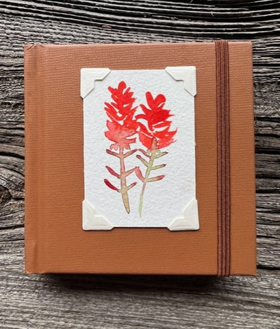 Indian Paintbrush Watercolor on Brown Mini Sketchbook