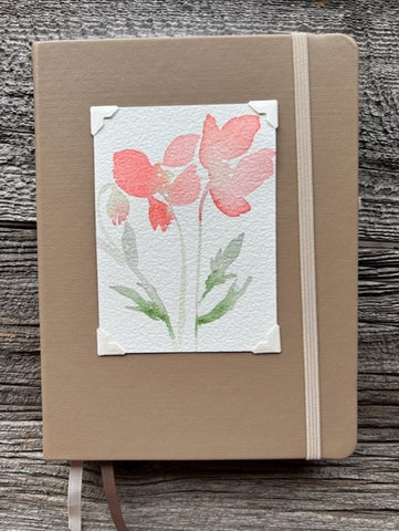 Taupe Dot Journal with Orange Poppy Watercolor