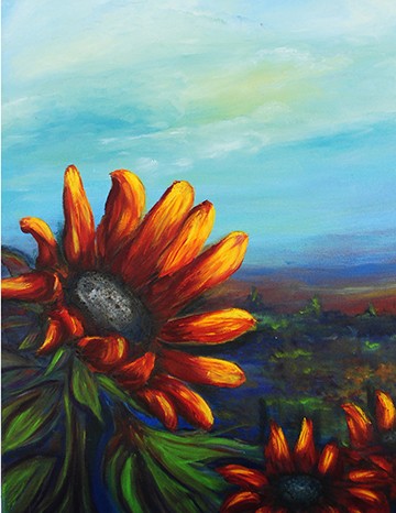 " Sunflower Kisses " Mixed Media Reproduction Print