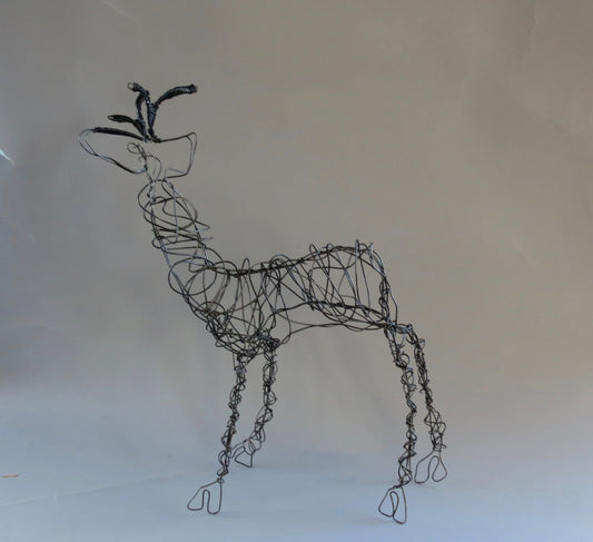 " Peter the Pronghorn " Wire Sculpture Artist: Celeste Havener Wire Pronghorn Sculpture  Repurposed wire hand sculpted into a Wyoming Pronghorn  Free standing sculpture  12" long x 17" high x 5" wide