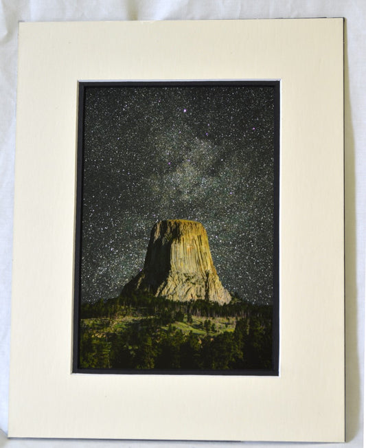 " Starry Night At Devil's Tower " Matted Luster Print