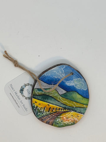 " Wyoming Summer " Hand Painted Wooden Ornament