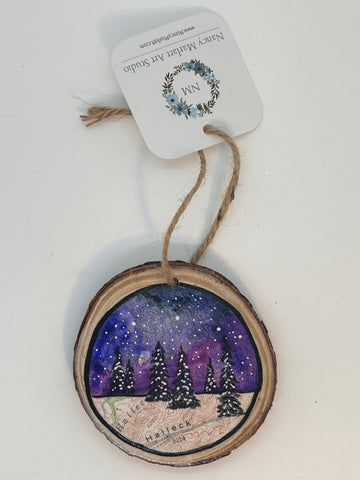 " Halleck " Hand Painted Wooden Ornament