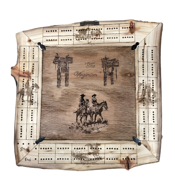 "The Virginian" picture with frame and Cribbage board