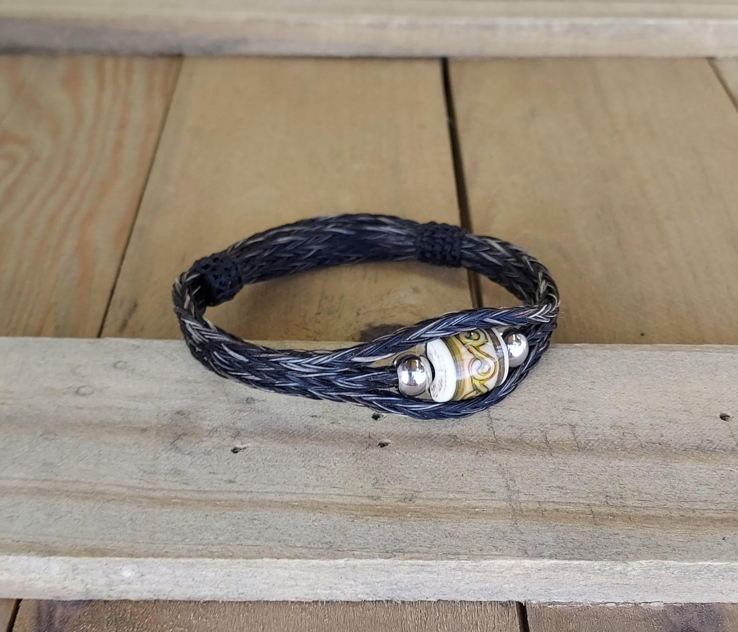 Hand Braided Horsehair Bracelet with Color Change Bead