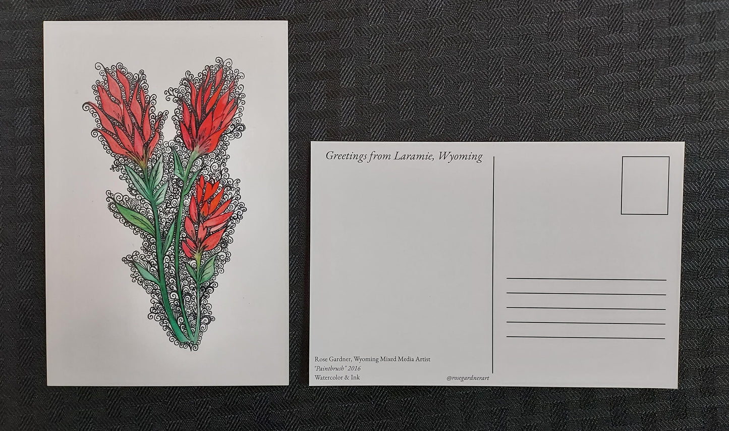 Greeting/Post Card - Indian Paintbrush -Watercolor and Ink