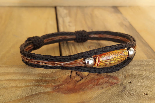 Bracelet - Hand Braided Horsehair with Color Change Bead