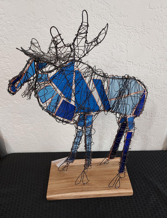 Wire Sculpture Moose - "Bluezy the Moose"