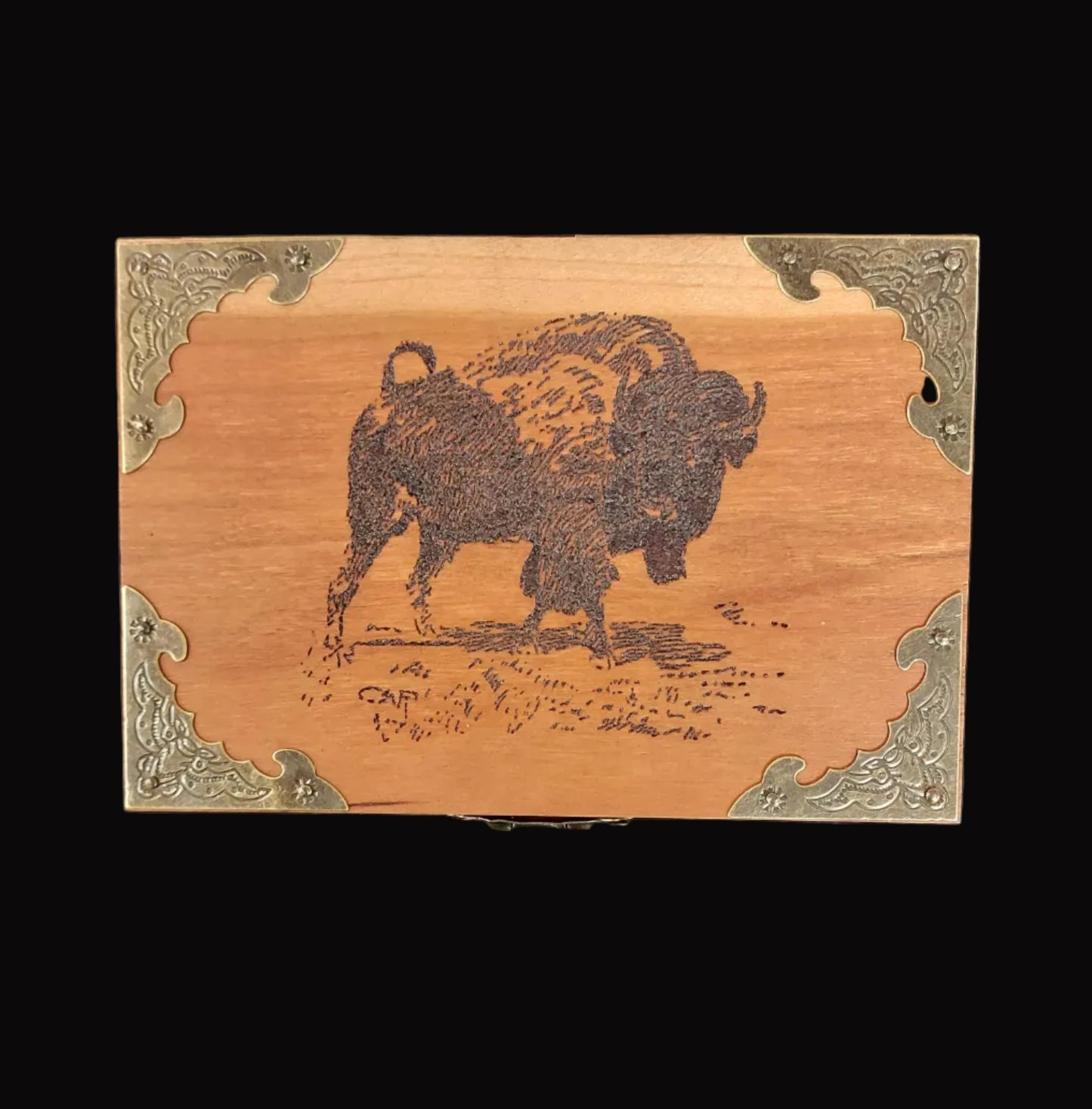 Keepsake Box - " Bison " Cherry Wood