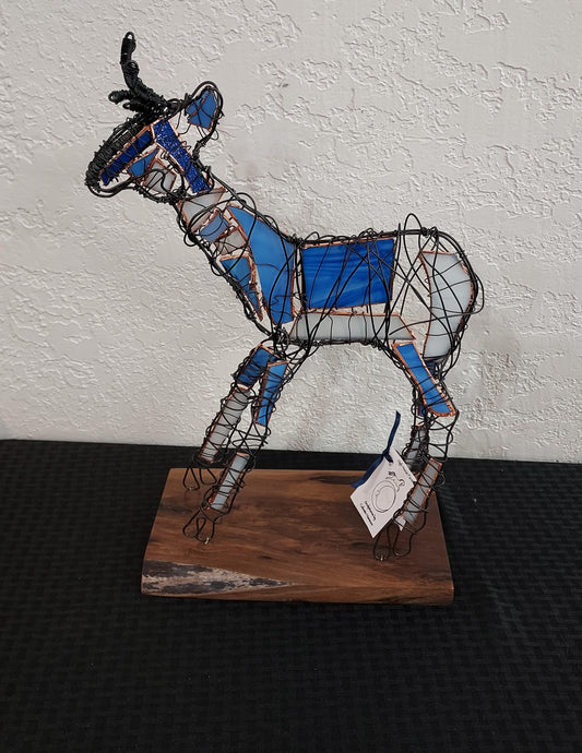 Wire Sculpture Pronghorn - "Blue Lope"
