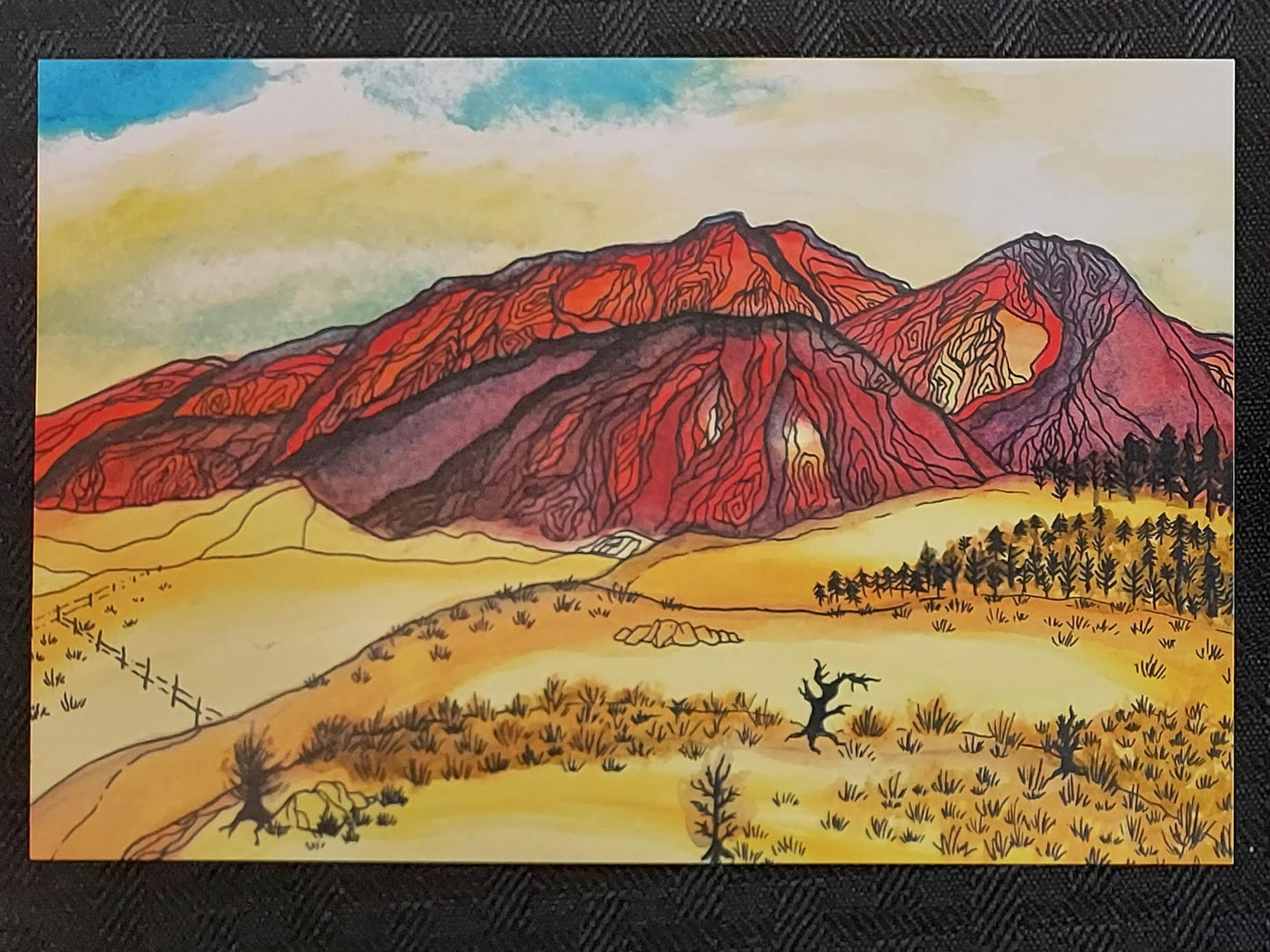 Greeting/Post Card " Voyage With me " Watercolor and Ink Drawing