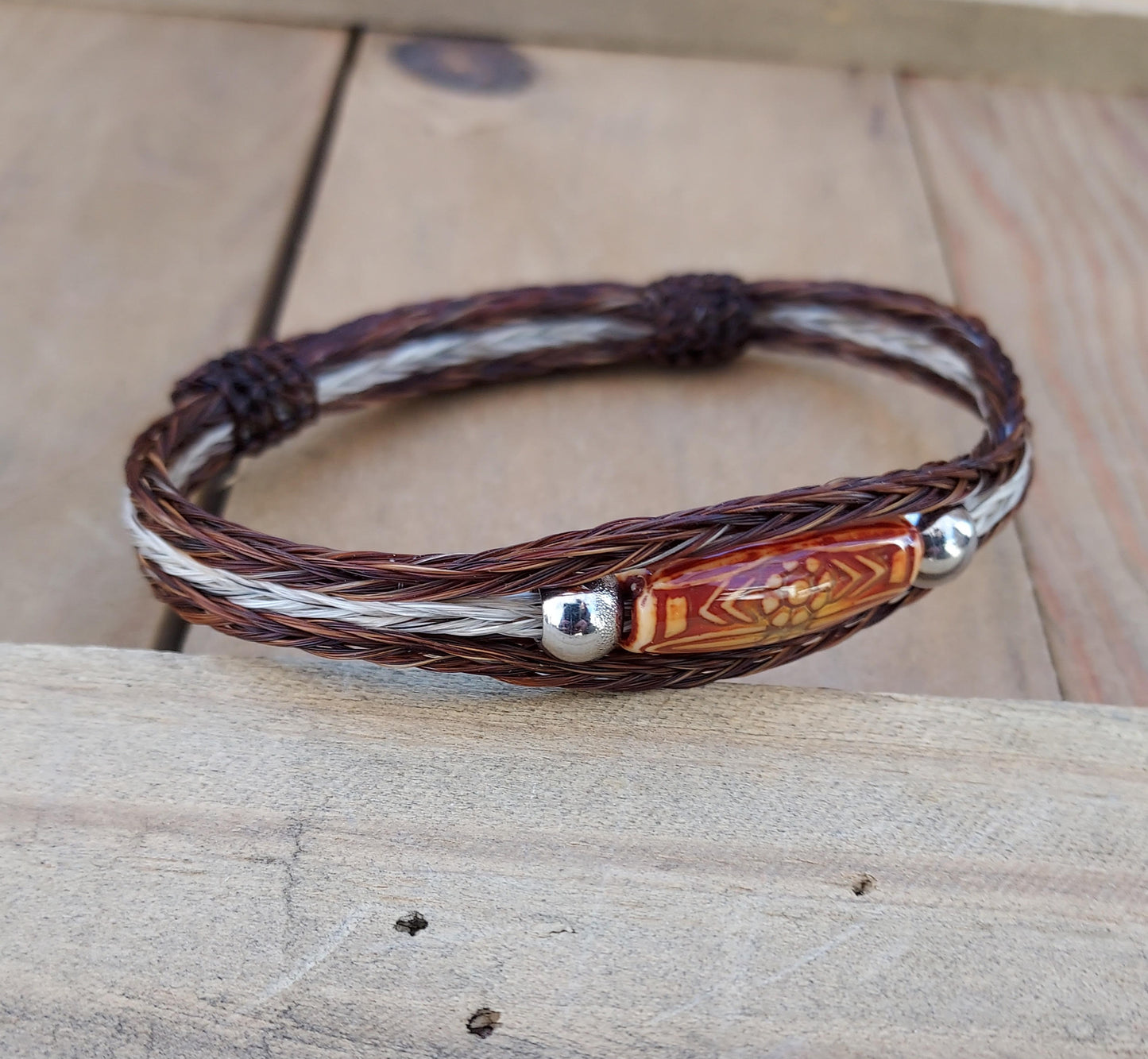 Hand Braided Horsehair Bracelet with Color Change Bead