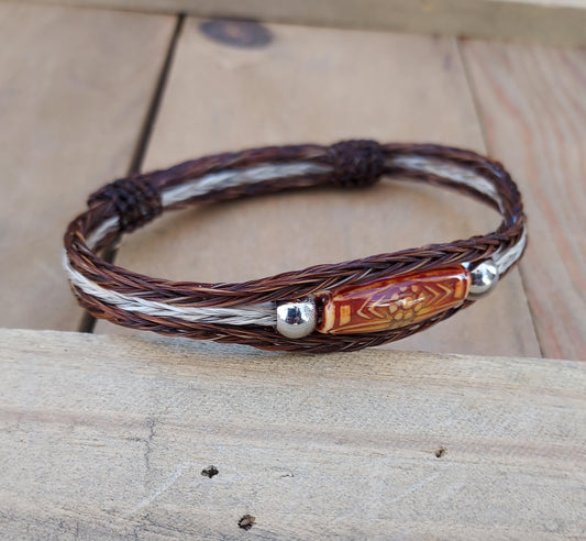 Hand Braided Horsehair Bracelet with Color Change Bead