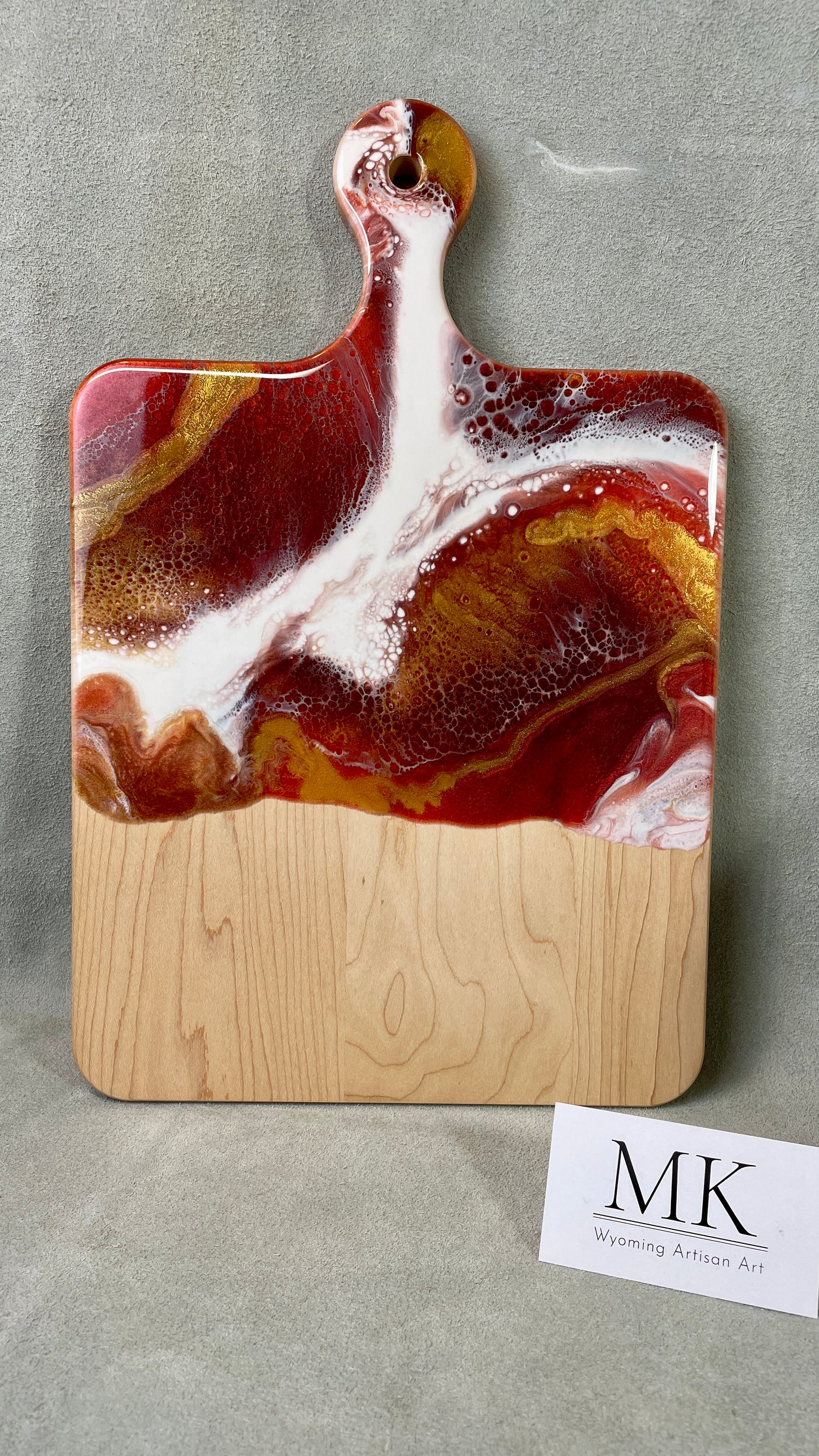 " Artisanal  Charcuterie  Cheese " Board in Reds and Gold