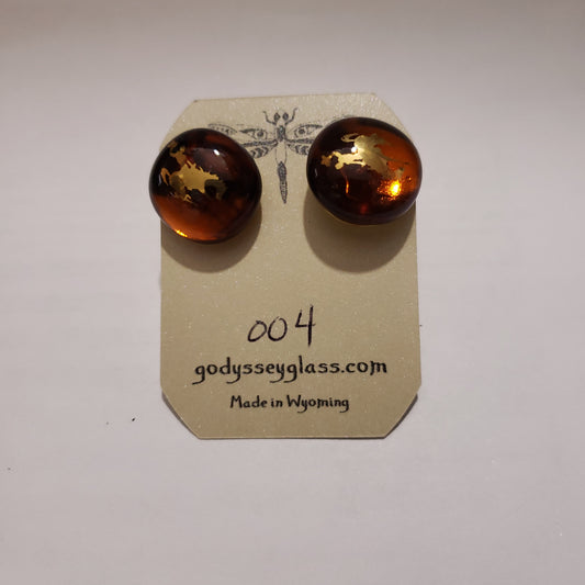 Wyoming Cowboys Amber Brown Glass Cuff Links