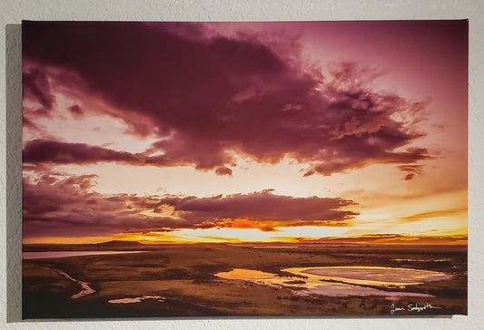 Photographer: Jason Sondgeroth  Lake Hattie, Laramie, Wyoming  Lake Hattie Reservoir is a popular fishing, boating, and windsurfing area located near Laramie, WY.  Lake Hattie Reservoir is a 3,000-acre lake in the southeast part of the state, at Jelm, WY.  Majestic Sunrise to the east  Vibrant Colors  Photo on canvas  24" x 2" x 16"  Popular fishing, boating and windsurfing area near Laramie, WY