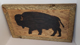 Wood Burned Bison Framed Wall Art