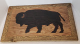 Wood Burned Bison Framed Wall Art