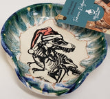T-Rex Santa " Hand Thrown Stoneware Spoon Rest