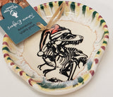 T-Rex Santa " Hand Thrown Stoneware Spoon Rest