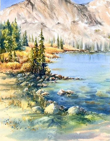 print from original watercolor of Lake Marie in the Snowy Range