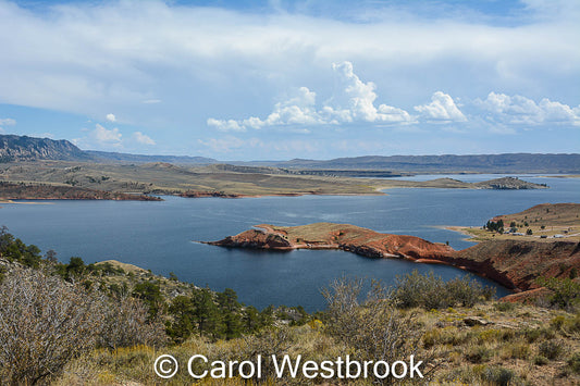 Seminoe Lake Resevoir, near Rawlins, Wyoming, looking southeast. 5" x 7" photo, ready for mat and frame. Beautiful view, storm clouds rolling in.