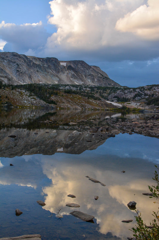 " Libby Lake Reflecting Clouds " Metal Easel Back Photo