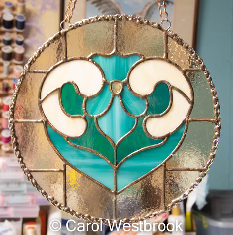 round stained glass shield sun catcher