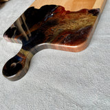 Artisan Maple Cheeseboard with Dark Tones Resin Art Accent