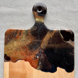 Artisan Maple Cheeseboard with Dark Tones Resin Art Accent