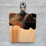 Artisan Maple Cheeseboard with Dark Tones Resin Art Accent