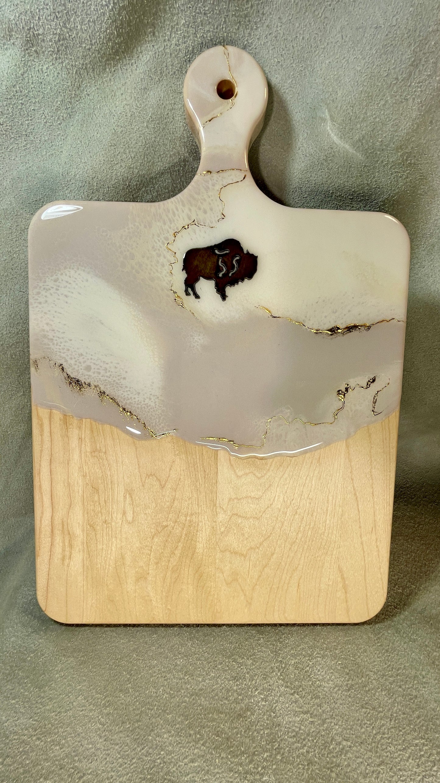 " Bison Charcuterie Cheese Serving Board " Board  with 24k Gold Swirls