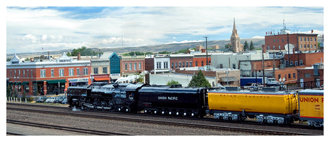 The 844 Steam Locomotive and Downtown Laramie