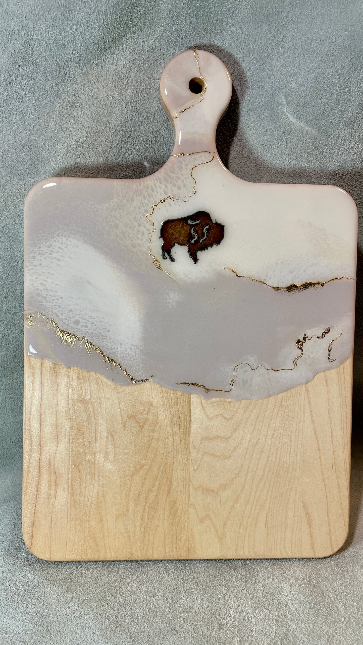 " Bison Charcuterie Cheese Serving Board " Board  with 24k Gold Swirls