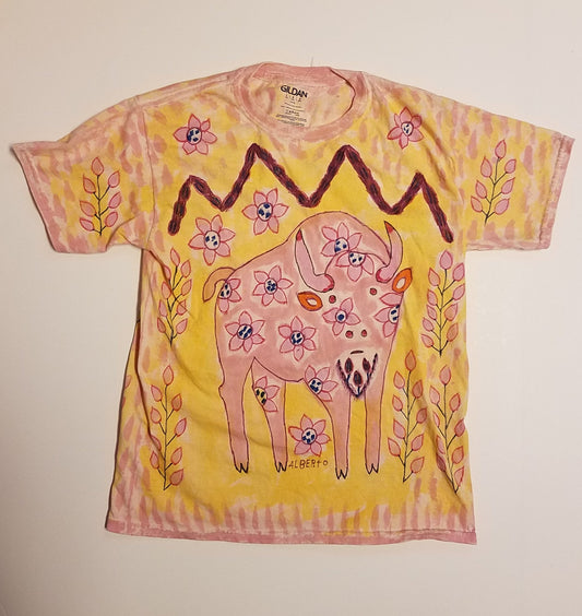 Peruvian Art " Buffalo " Tee Shirt Youth Large