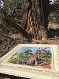 Another view of the Artist's original painting and the base of the tree, that was her subject.