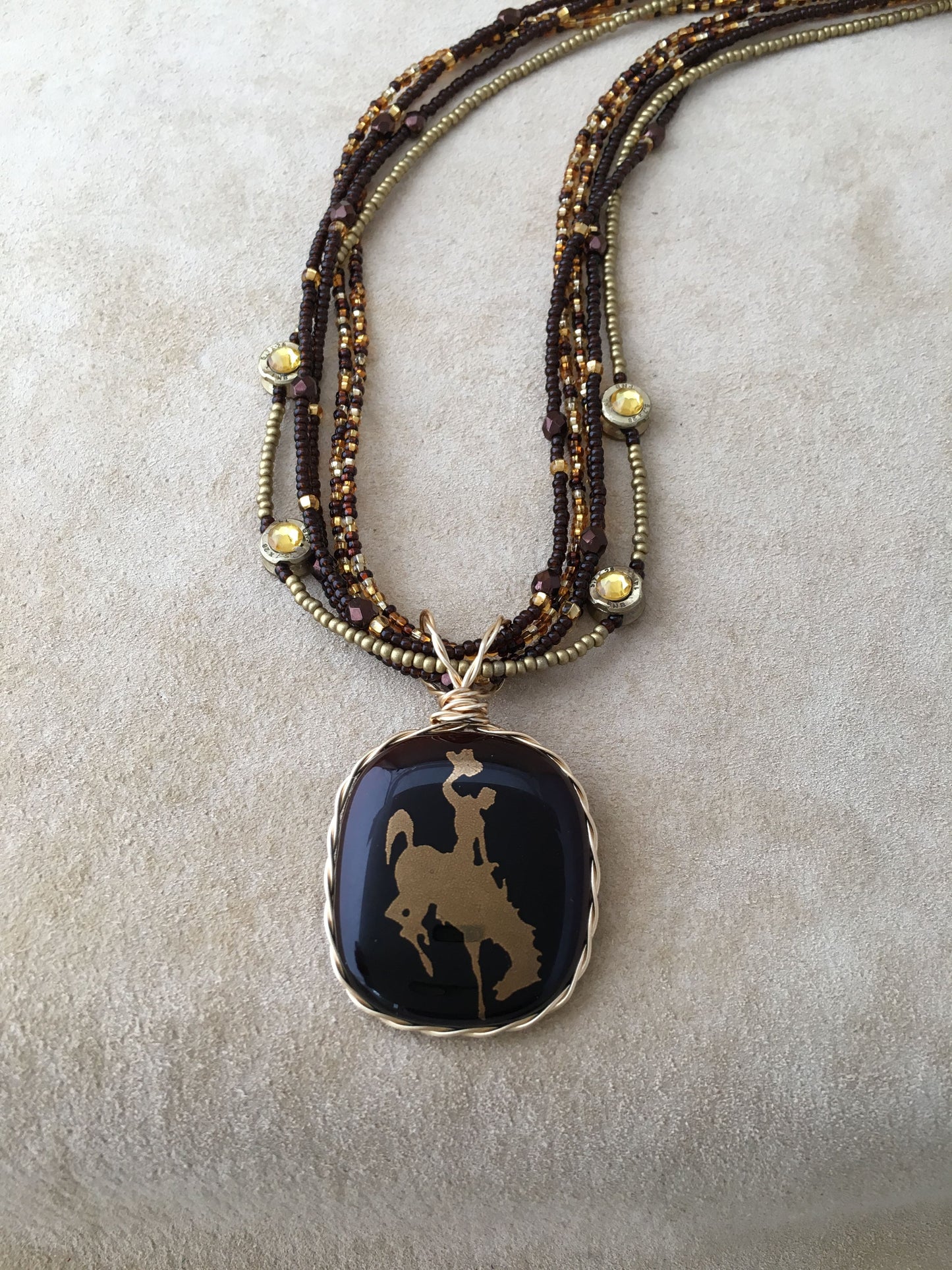 Cowboy Bucking Horse Annie Oakley Necklace