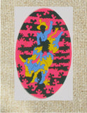 Bull Rider Puzzle Ted Edeen, Puzzle Maker Multi colored acrylic pieces Total puzzle size 4" x 6" x 1/8" Blue, green, orange, yellow, puzzle pieces 2 sided 2D pieces In nice clear case Please note, the puzzle is custom designed by the Artist , with a slight variation between each piece