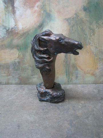 " War Horse " Stone And Bronze Sculpture