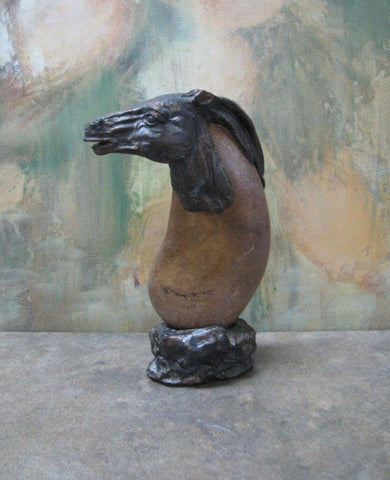 smooth mane stone horse in bronze sculpture