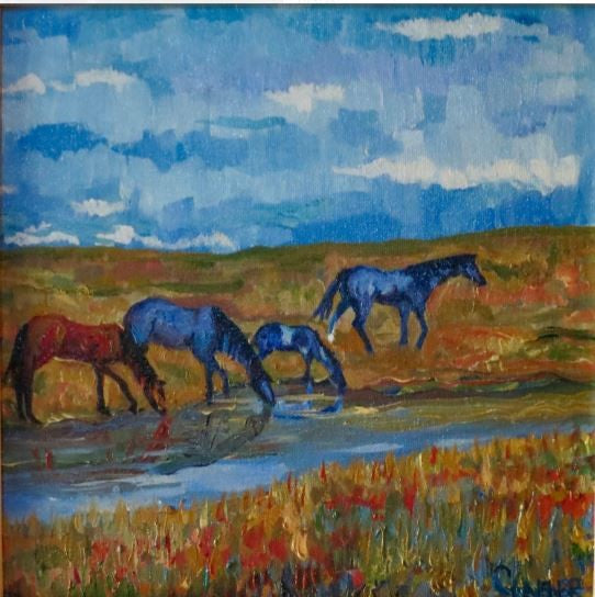 Wild Horse Ranch Water Original Oil Painting