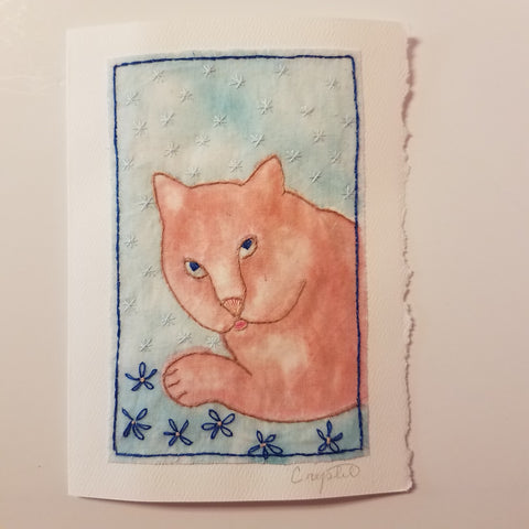 " Cat " Fiber Art Card