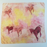 hand painted and dyed silk shawl.  horses running