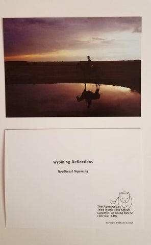 Wyoming Reflections, Wyoming Cowboy and Horse at Sunrise 5 x 7 photo cards with envelopes, blank inside