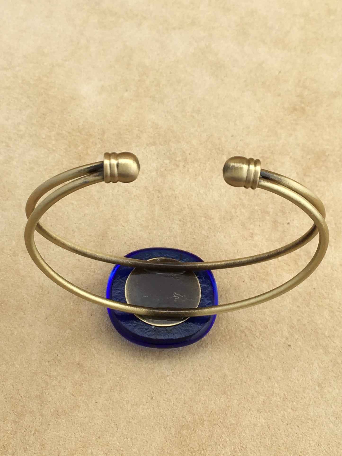 Cowgirl Blues Bucking Bronco Bracelet, Blue fused glass accent piece