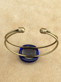 Cowgirl Blues Bucking Bronco Bracelet, Blue fused glass accent piece