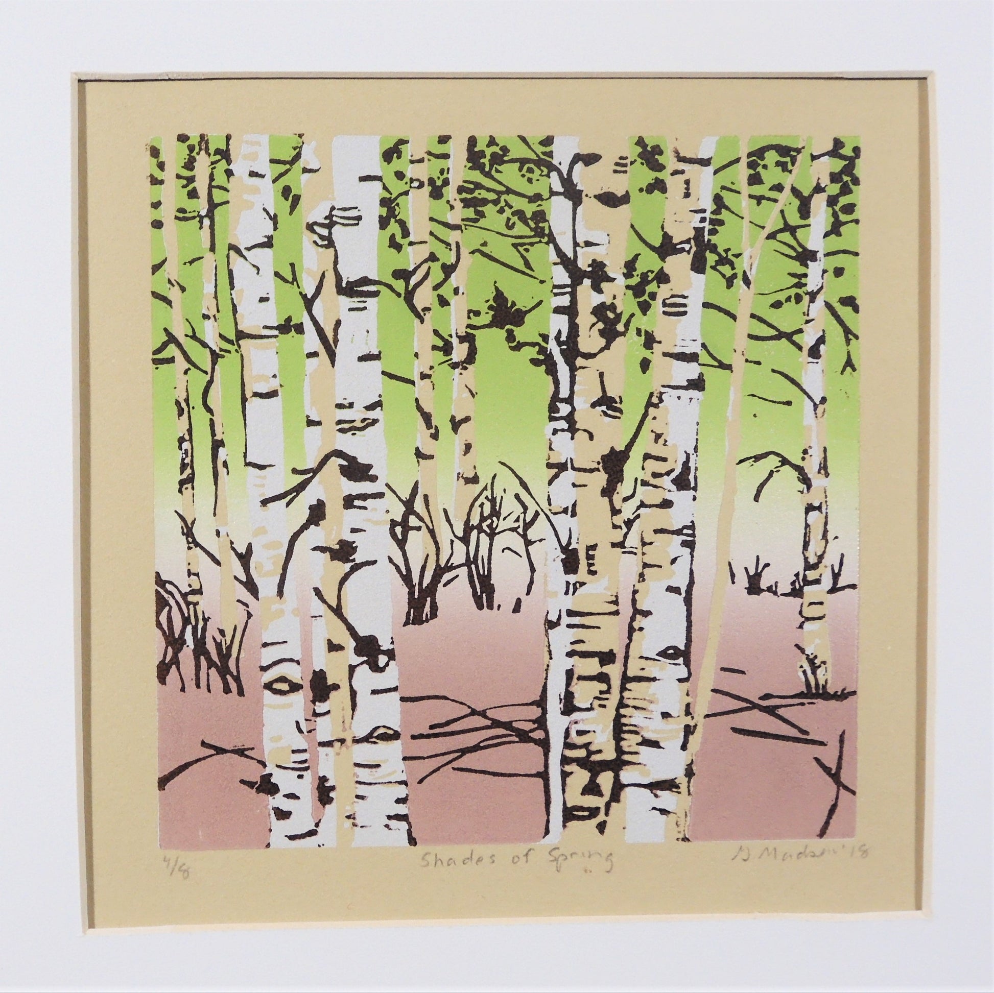 " Shades of Spring "  Aspen Trees Relief Print