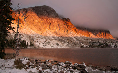 Medicine Bow Peak of the Snowy Range Mountains and Lake Marie, Wyoming